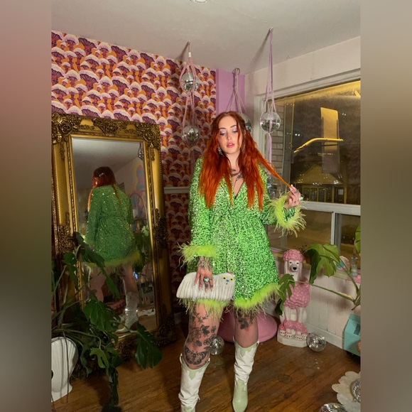 Sequin Green Party Dress💚 - Picture 1 of 7